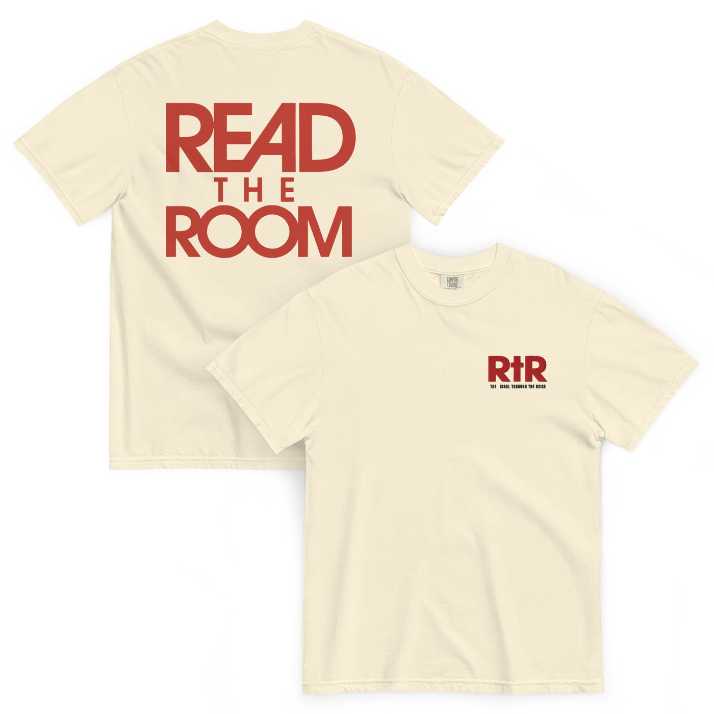 Ivory garment-dyed heavyweight tee — red RtR monogram